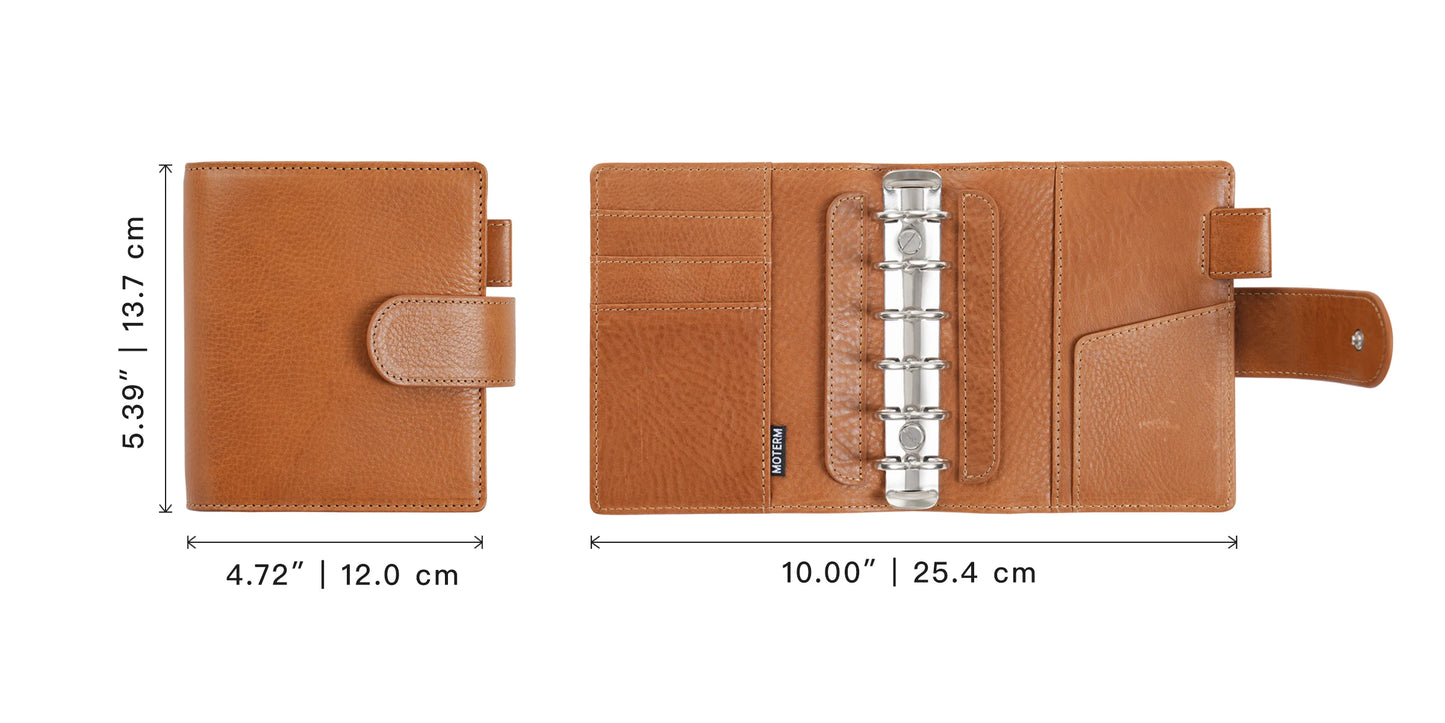 Pocket/A7 Ring Planner – 25mm Vegetable Tanned Leather Organizer