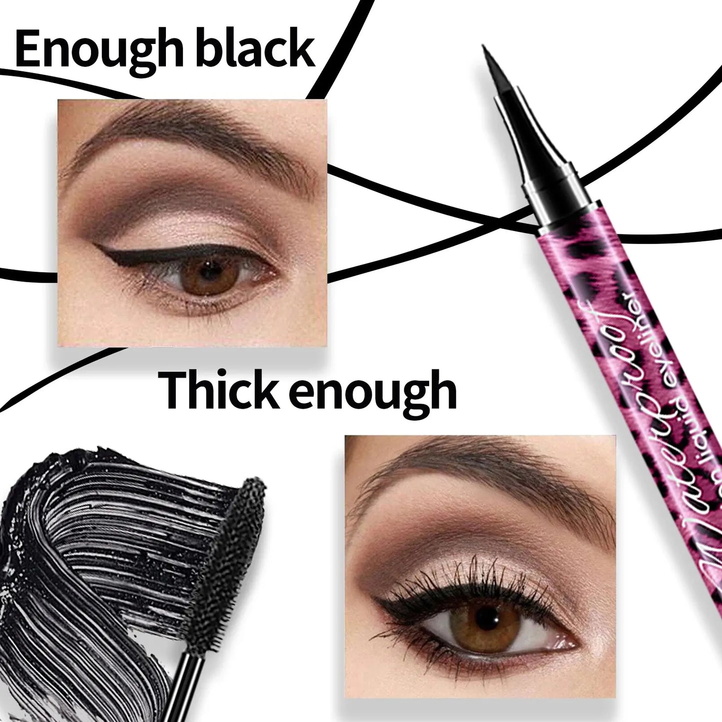 Liquid Eyeliner & Waterproof Mascara Set for Bold Eye Makeup