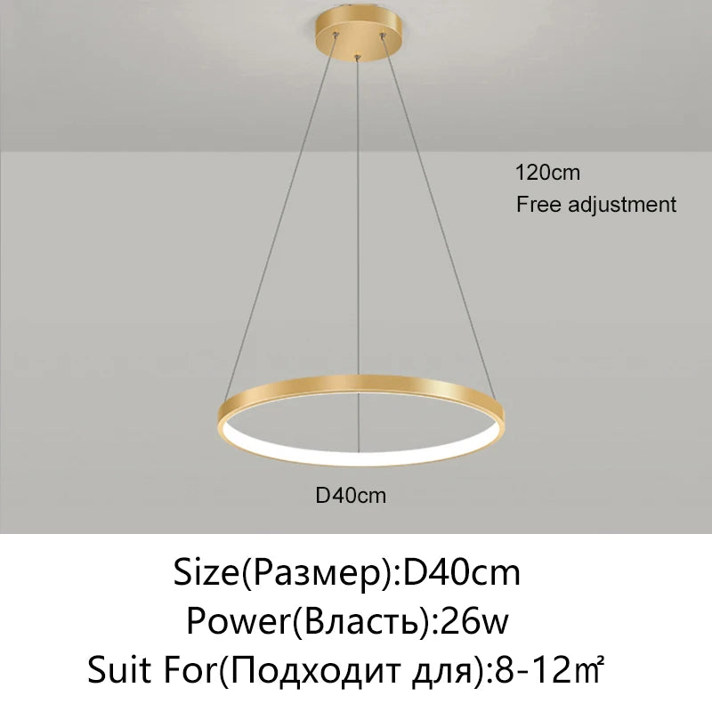 Modern Round LED Pendant Light – Black/White Minimalist Chandelier