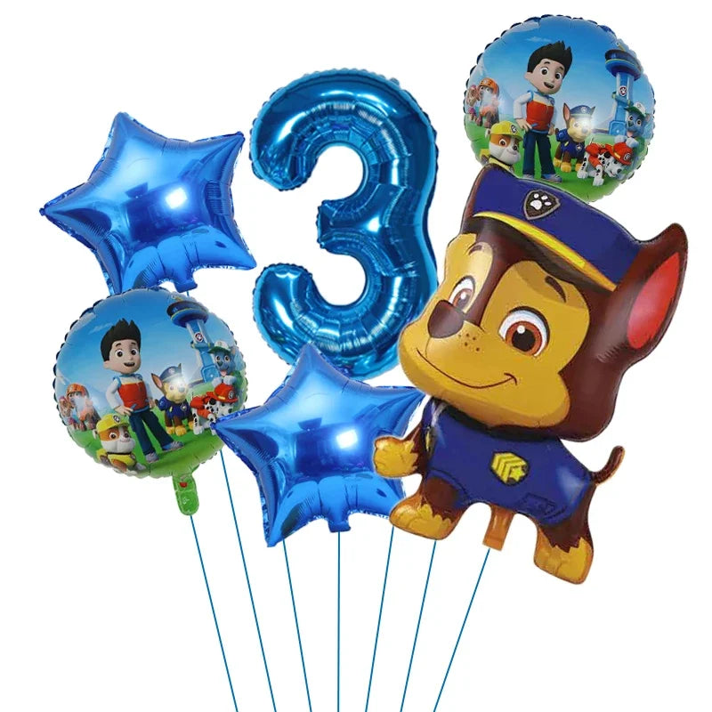 6pcs Paw Patrol Foil Balloons – Kids Birthday Party Decorations