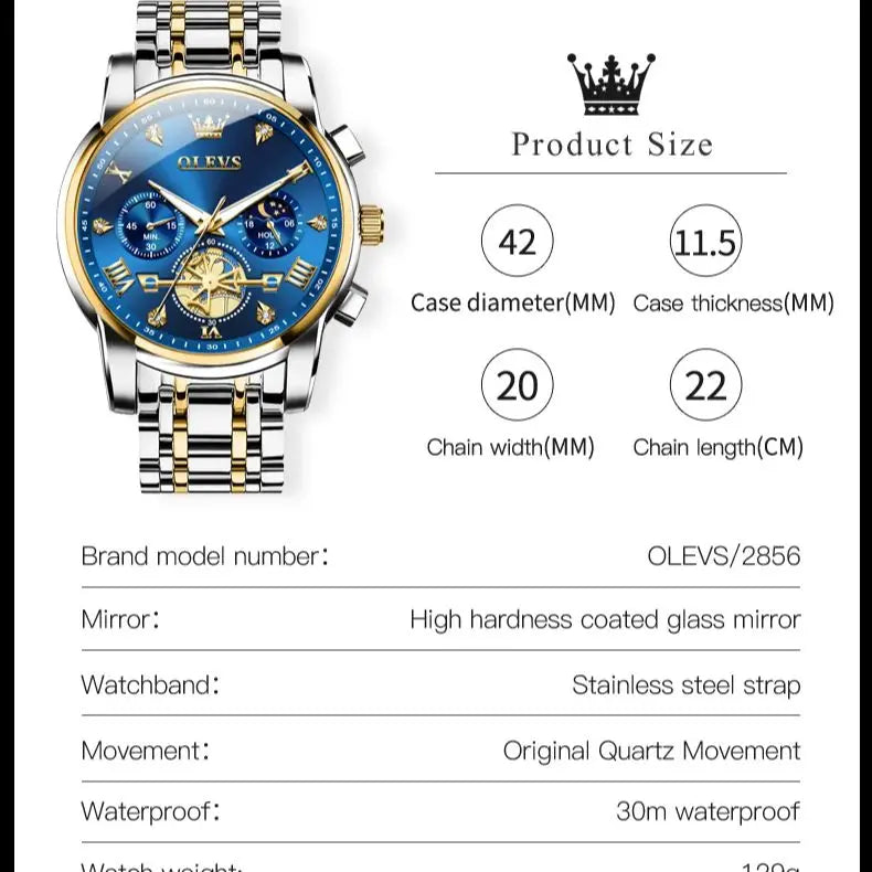 Cartmela 2856 Men’s Quartz Watch – Skeleton Flywheel Chronograph