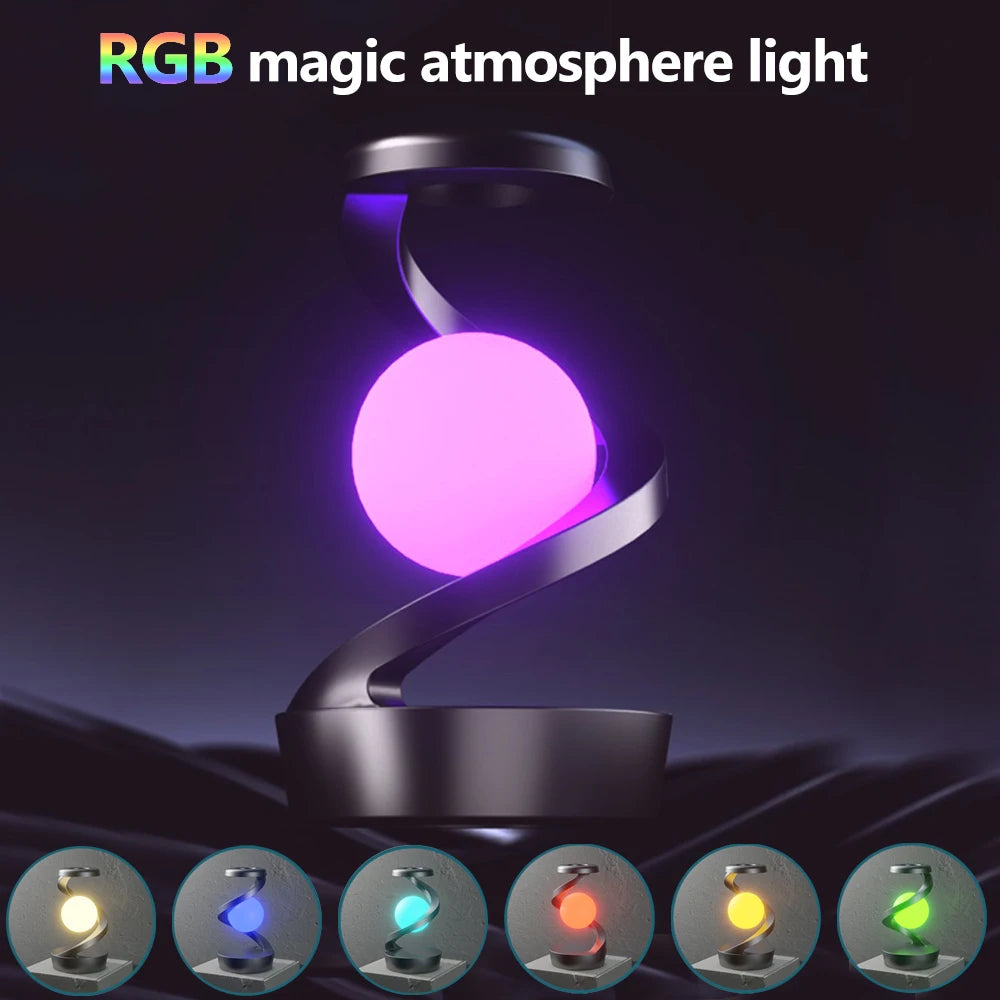 LED 360° Levitating Night Light – Wireless Charging Desk Lamp