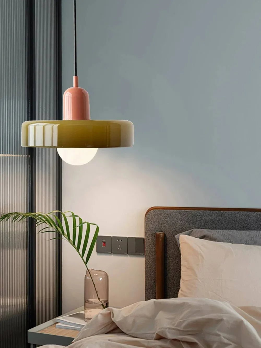 Nordic Retro Glass Pendant Lamp – E27 LED Indoor Chandelier