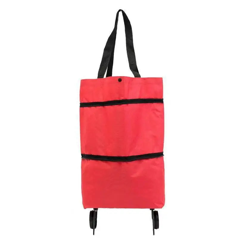 2-in-1 Folding Grocery Cart – Lightweight Trolley with Wheels & Bag