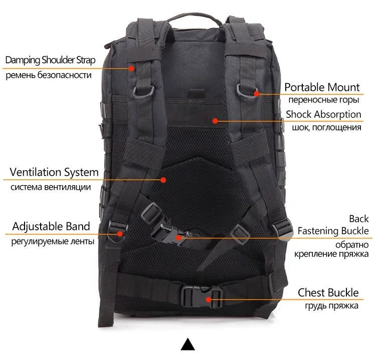 50L Tactical Backpack for Men – Outdoor Travel, Hiking & Hunting Bag