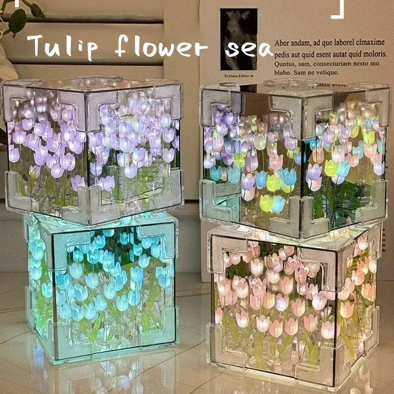 DIY Tulip Flower Night Lamp Kit – 3D Sea Cube Gift for Couples
