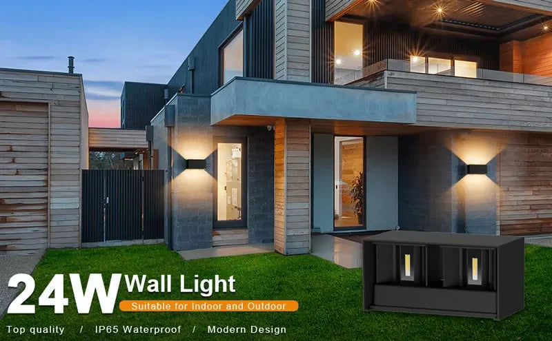 Waterproof Aluminum LED Wall Lamp – 12W/24W Indoor Outdoor Light