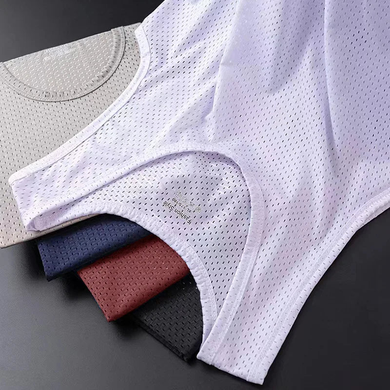 Men’s Ice Silk Mesh Tank Top Bodybuilding Fitness Vest