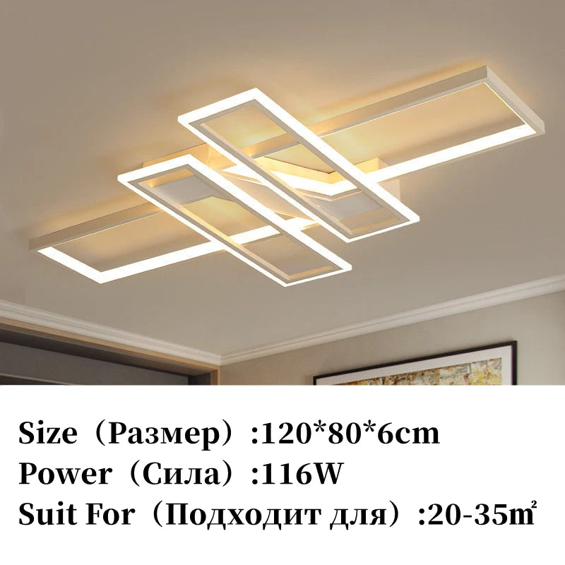 Modern Rectangle LED Ceiling Light – Creative Living Room Fixture