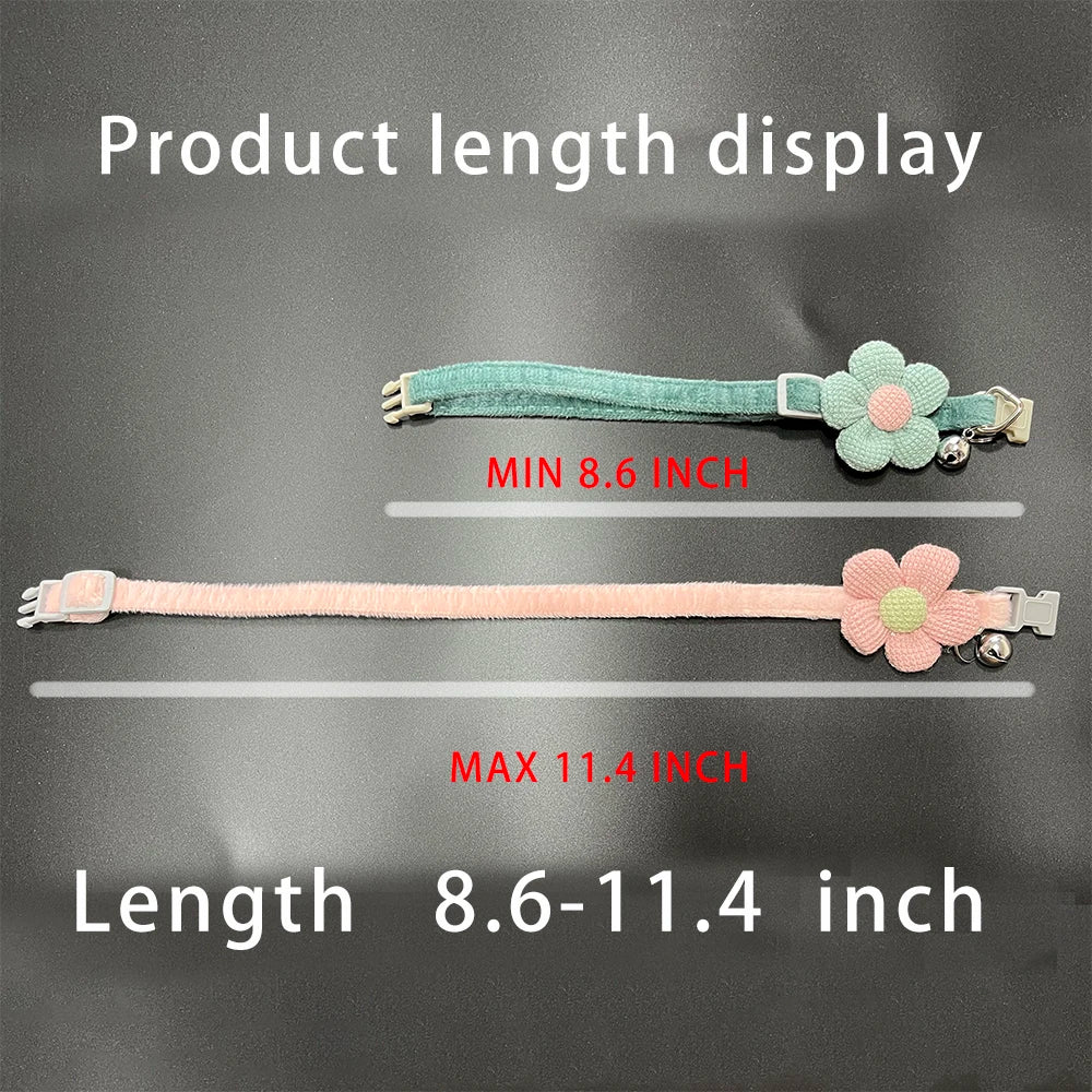 Adjustable Cat Collar with Bell – Cute Flower Design for Small Pets
