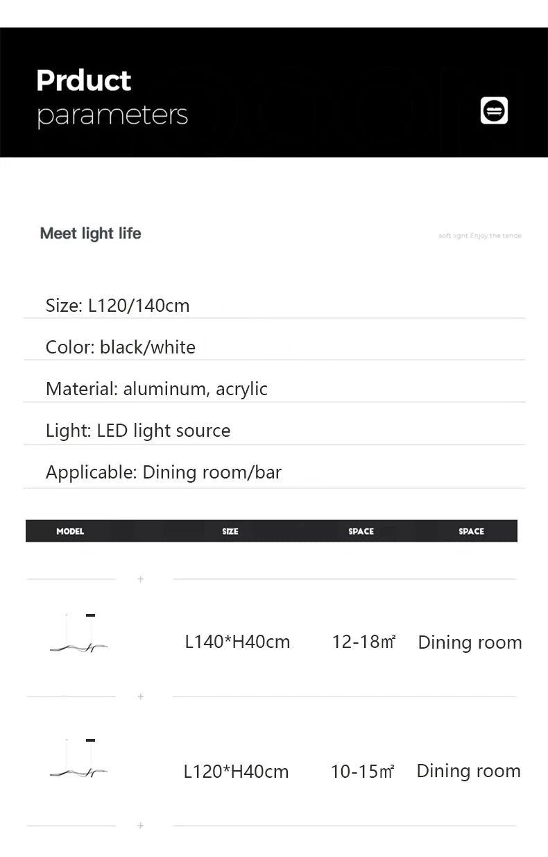Modern Curved LED Pendant Light – Minimalist Dining Room Fixture