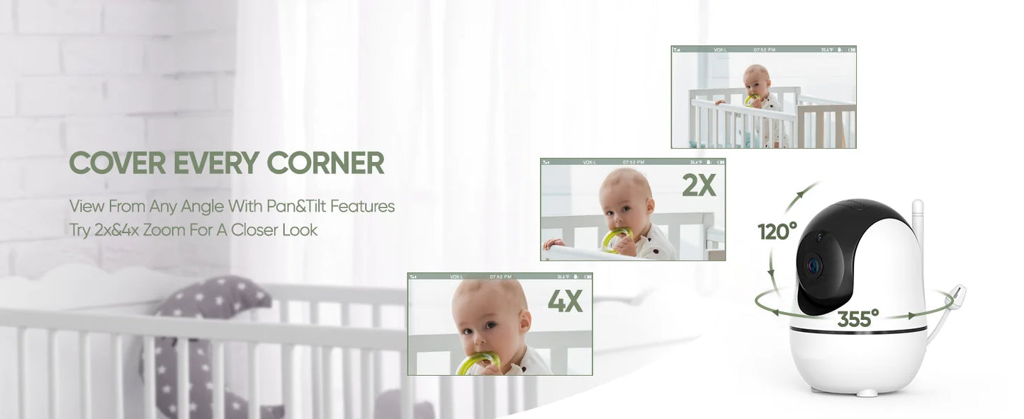 7" 1080P HD Split Screen Baby Monitor – Dual Cameras & Remote Control