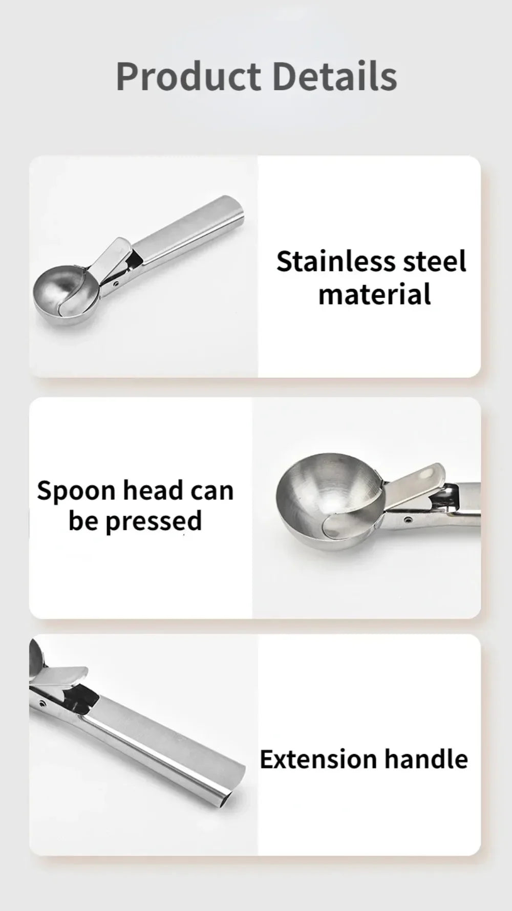 Stainless Steel Dual-Purpose Ice Cream & Fruit Scoop | Kitchen Tool