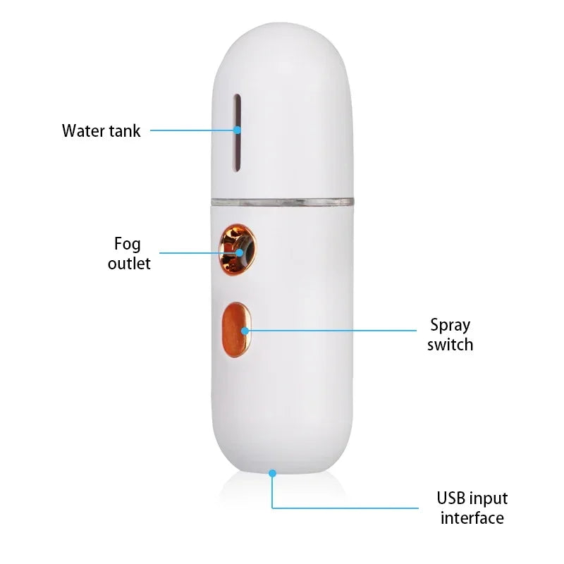 Mini Nano Facial Steamer – Portable USB Rechargeable Humidifier & Beauty Spray