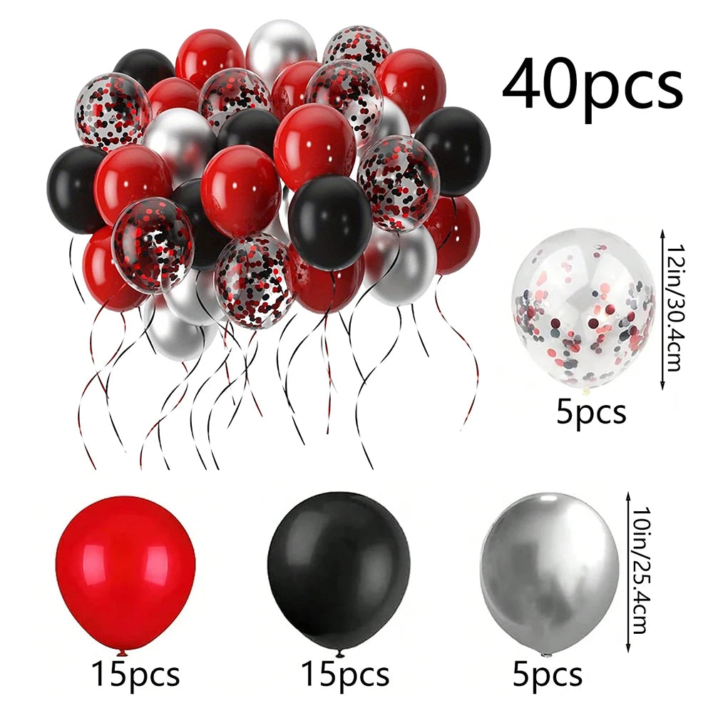 16pcs Black Metallic Sequin Balloons – Party & Event Decor