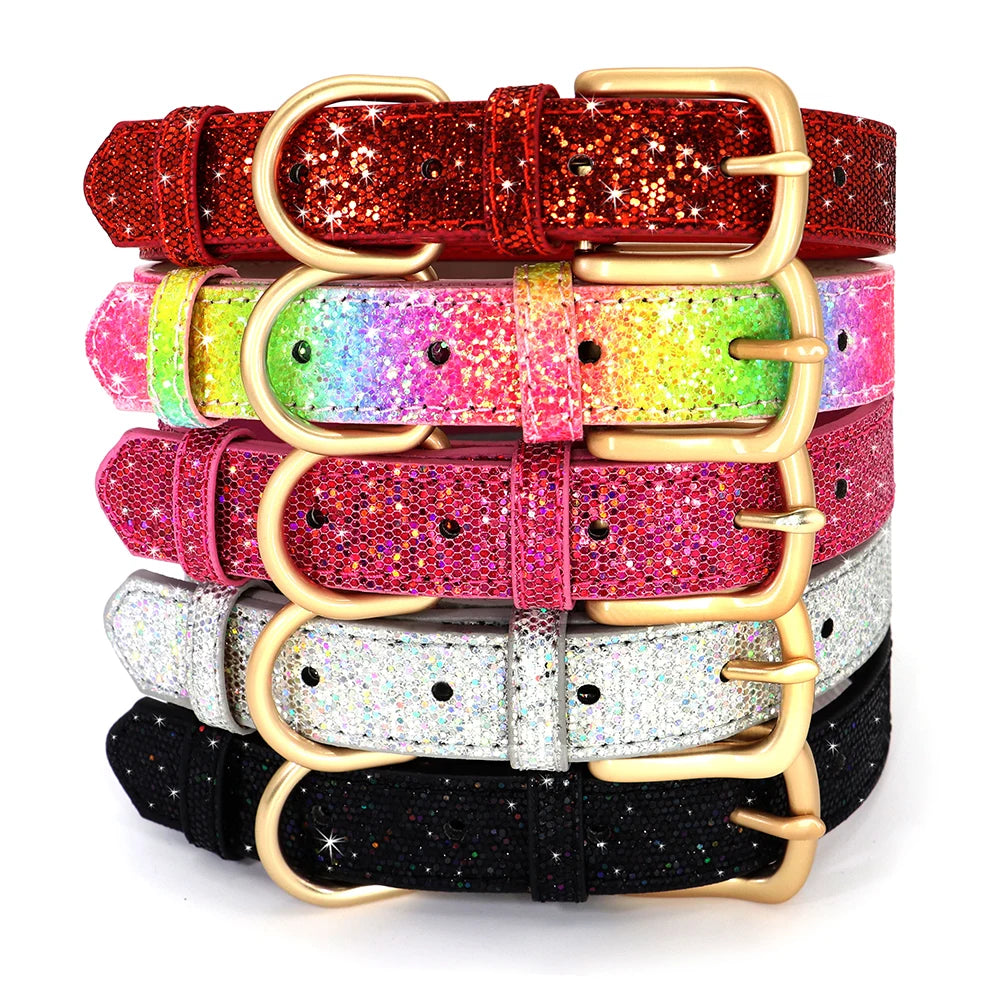 Custom Leather Pet Collar – Engraved Rhinestone Dog Collar
