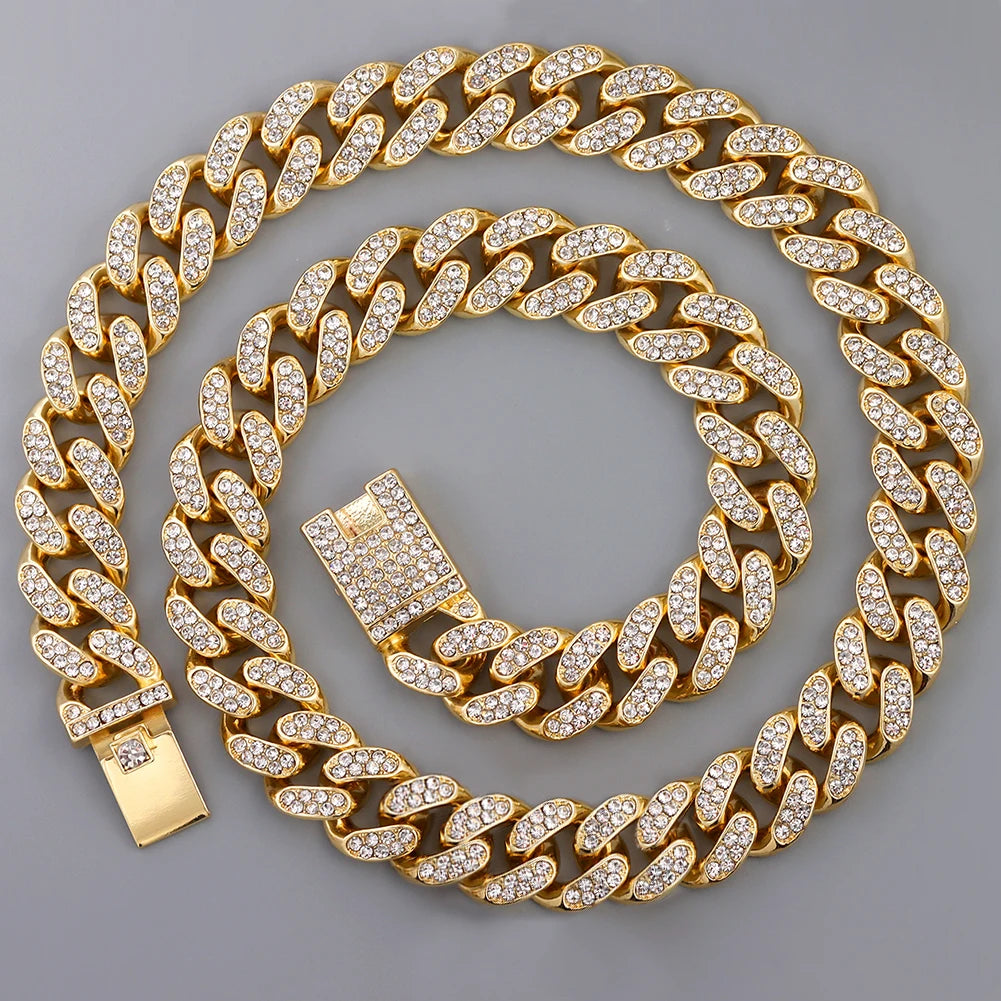 Hip Hop Iced Out Cuban Link Chain Necklace – Gold & Silver Men’s Gift