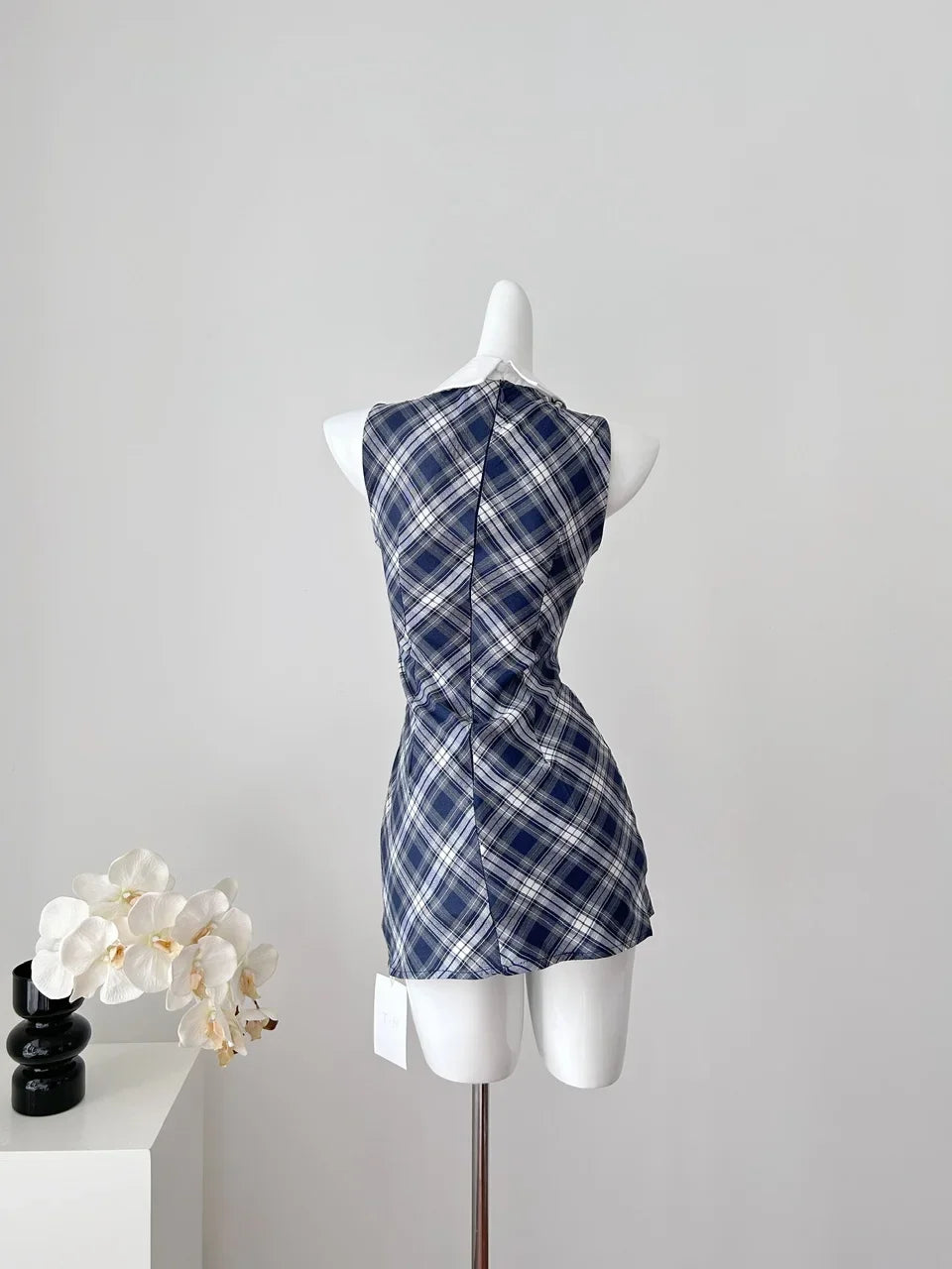 Women’s Summer Sweet Plaid Sleeveless Dress – Elegant Sexy Lace Dress