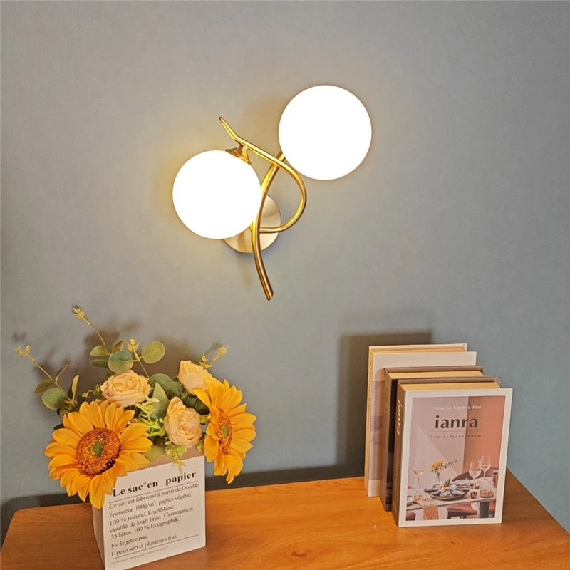Nordic Modern Glass Ball Wall Lamp – LED Bed & Corridor Light