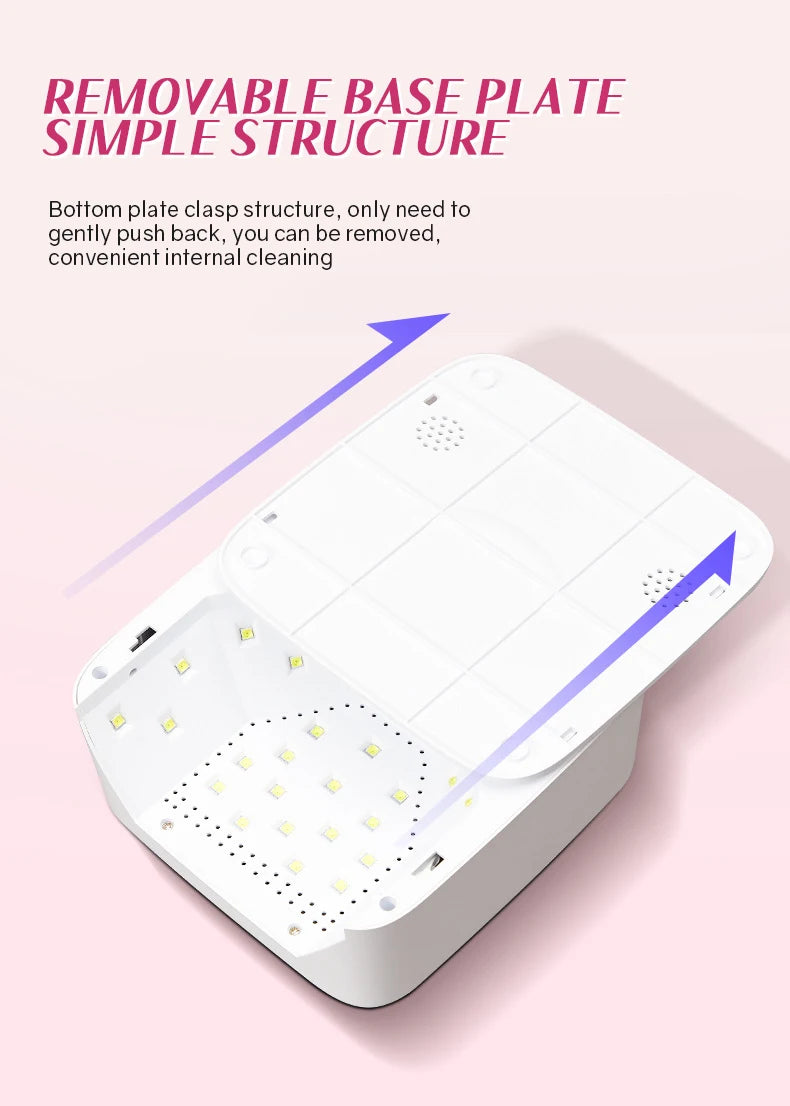 72W Cordless UV Nail Lamp – Rechargeable Dryer with 5 Timers