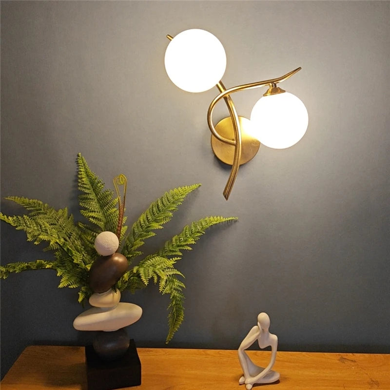 Nordic Modern Glass Ball Wall Lamp – LED Bed & Corridor Light