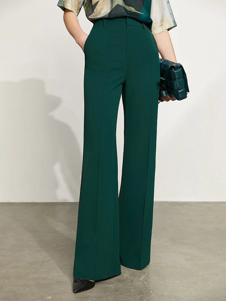 Women’s Wide Leg Chiffon Pants – High Waist Loose Office Trousers