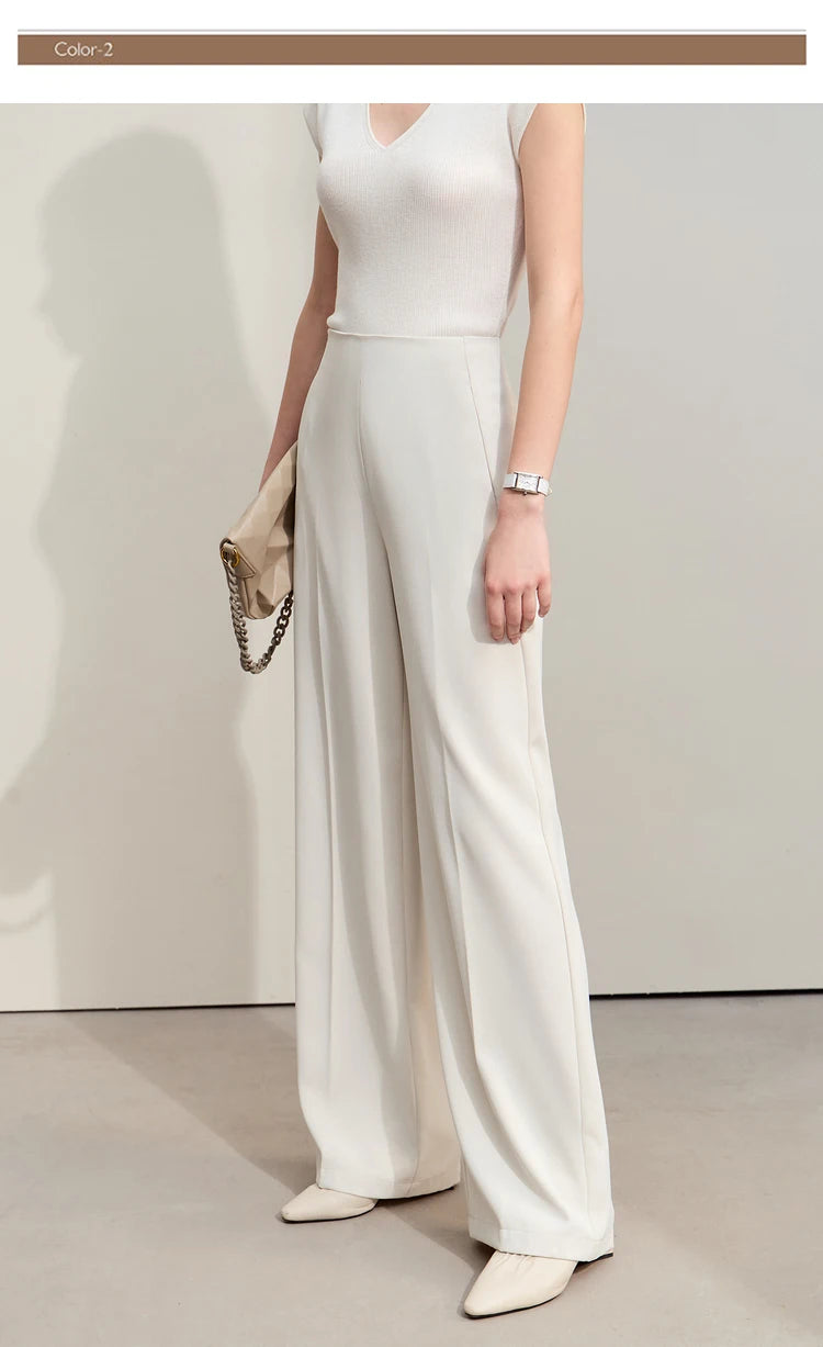 Women’s Wide-Legged Casual Pants – Summer Straight Full-Length Trousers