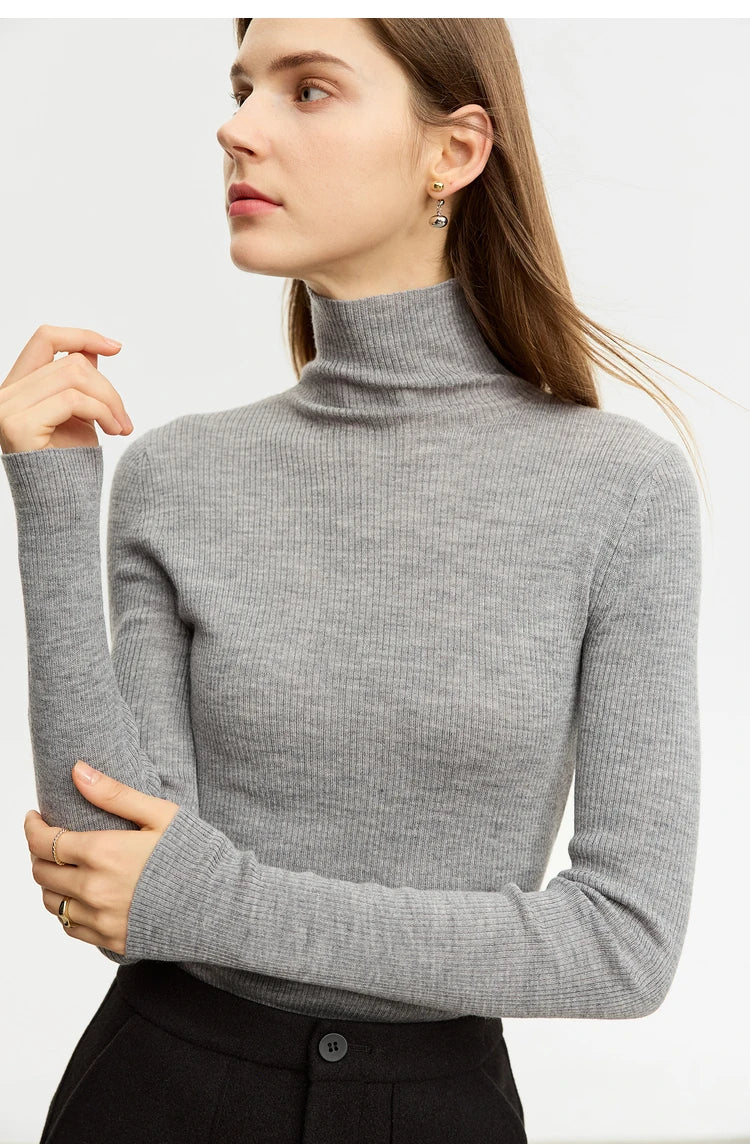 Women’s Slim Fit Turtleneck Sweater – Warm High Elastic Pullover