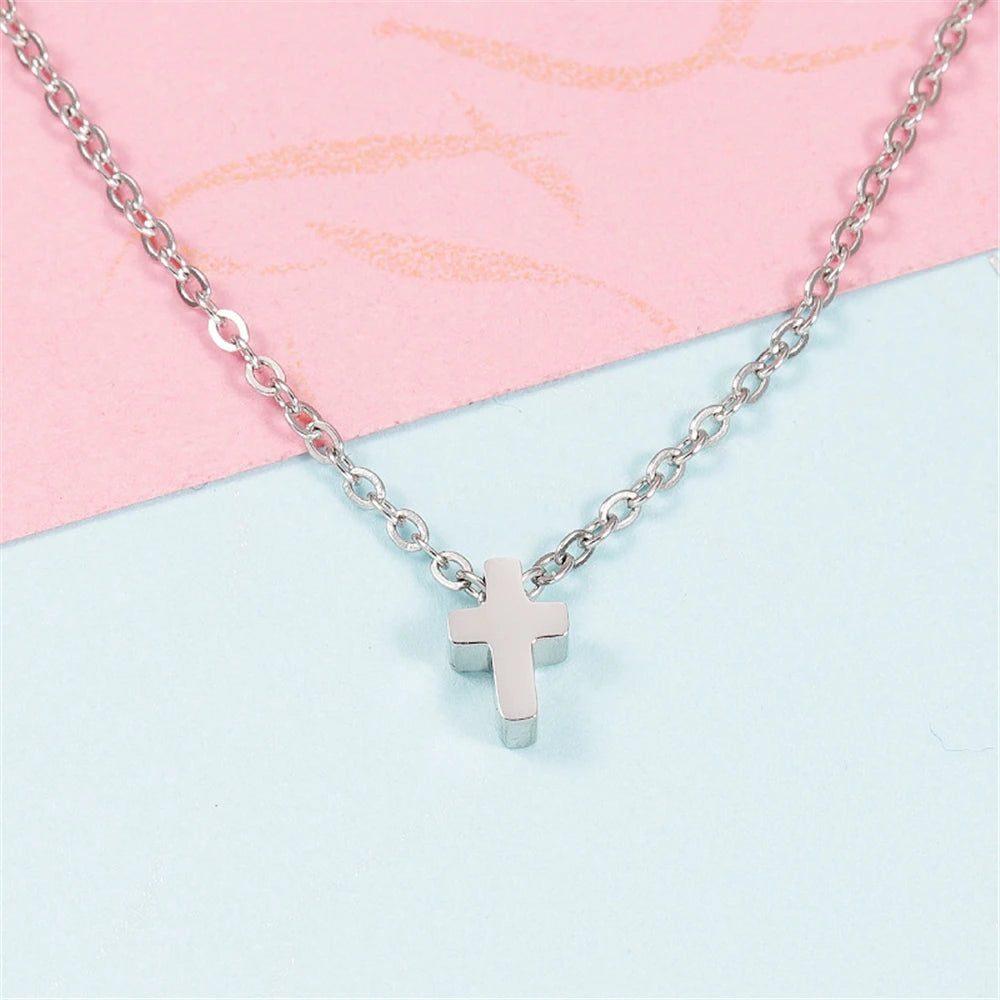 Gold Cross Necklace for Women – Stainless Steel Jesus Pendant