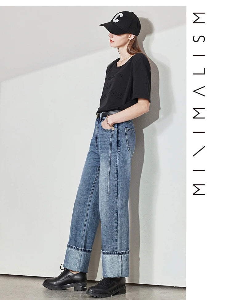 Women’s Vintage Loose Wide Leg Denim Jeans – Casual Spring Pants