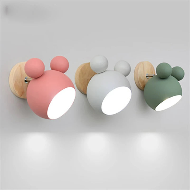 Nordic Mickey Wall Lamp – Cute Children's Bedroom Wall Light