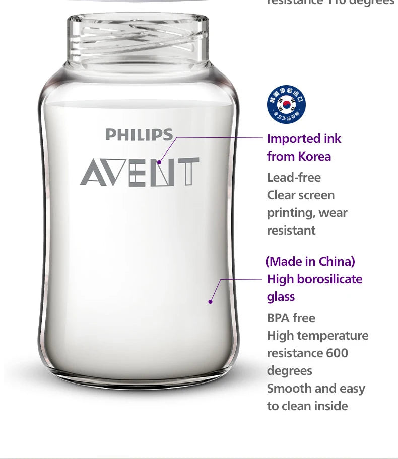PHILIPS AVENT Glass Baby Bottle – Anti-Colic Feeder 160ml/240ml