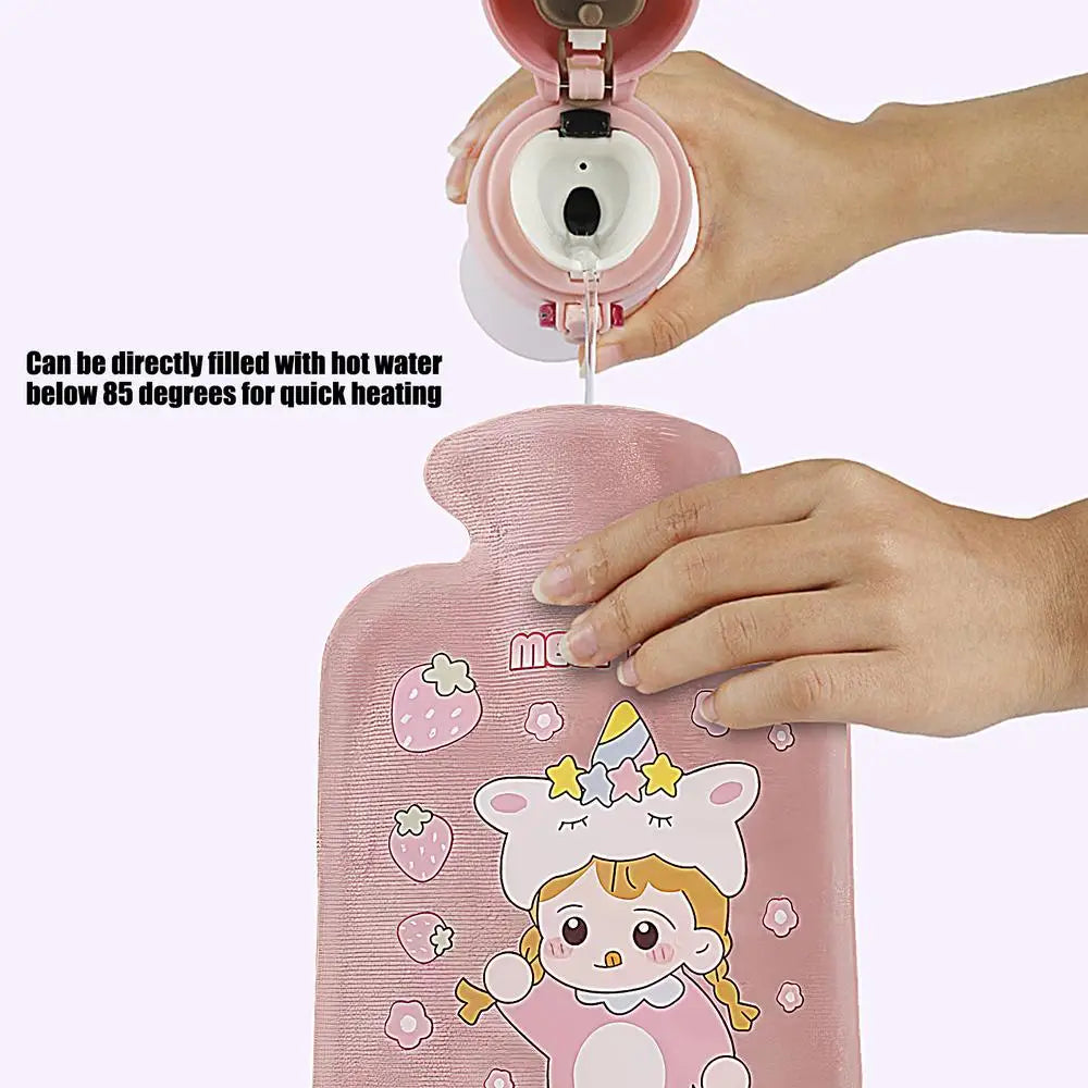 Plush Hot Water Bottle – Soft Portable Bed & Foot Warmer