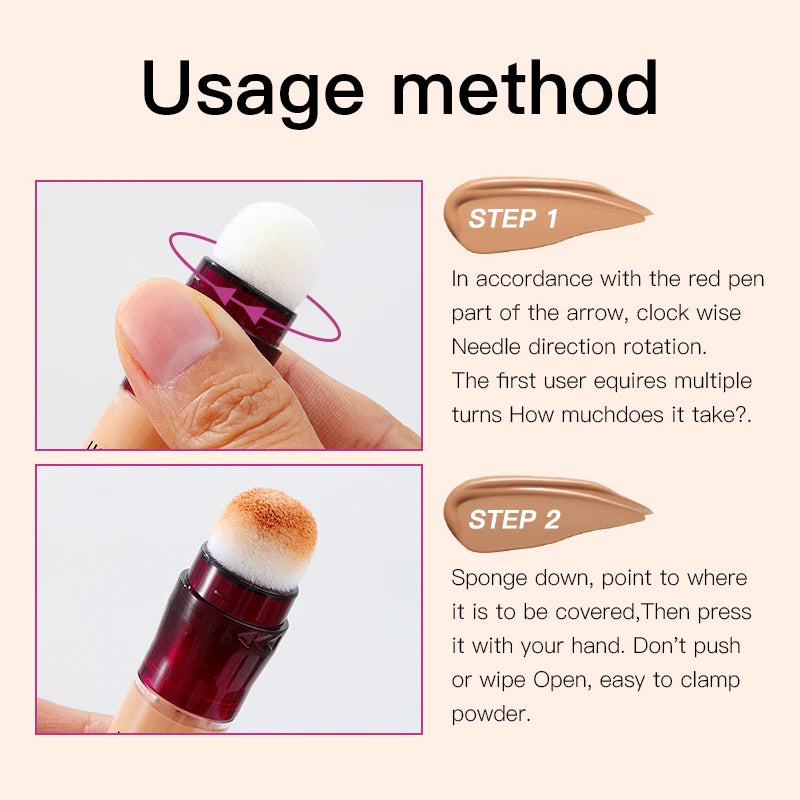 Sponge Head Concealer for Dark Circles, Acne & Blemishes Coverage