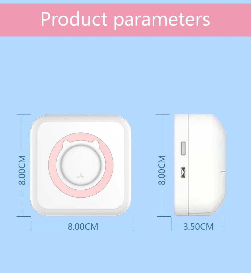 Mini Bluetooth Label Printer – Portable Error Note Photo Printer