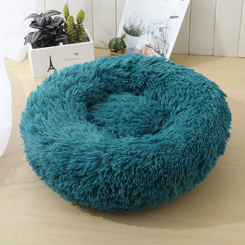 Round Plush Pet Bed – Soft Sleeping Cushion for Cats & Dogs
