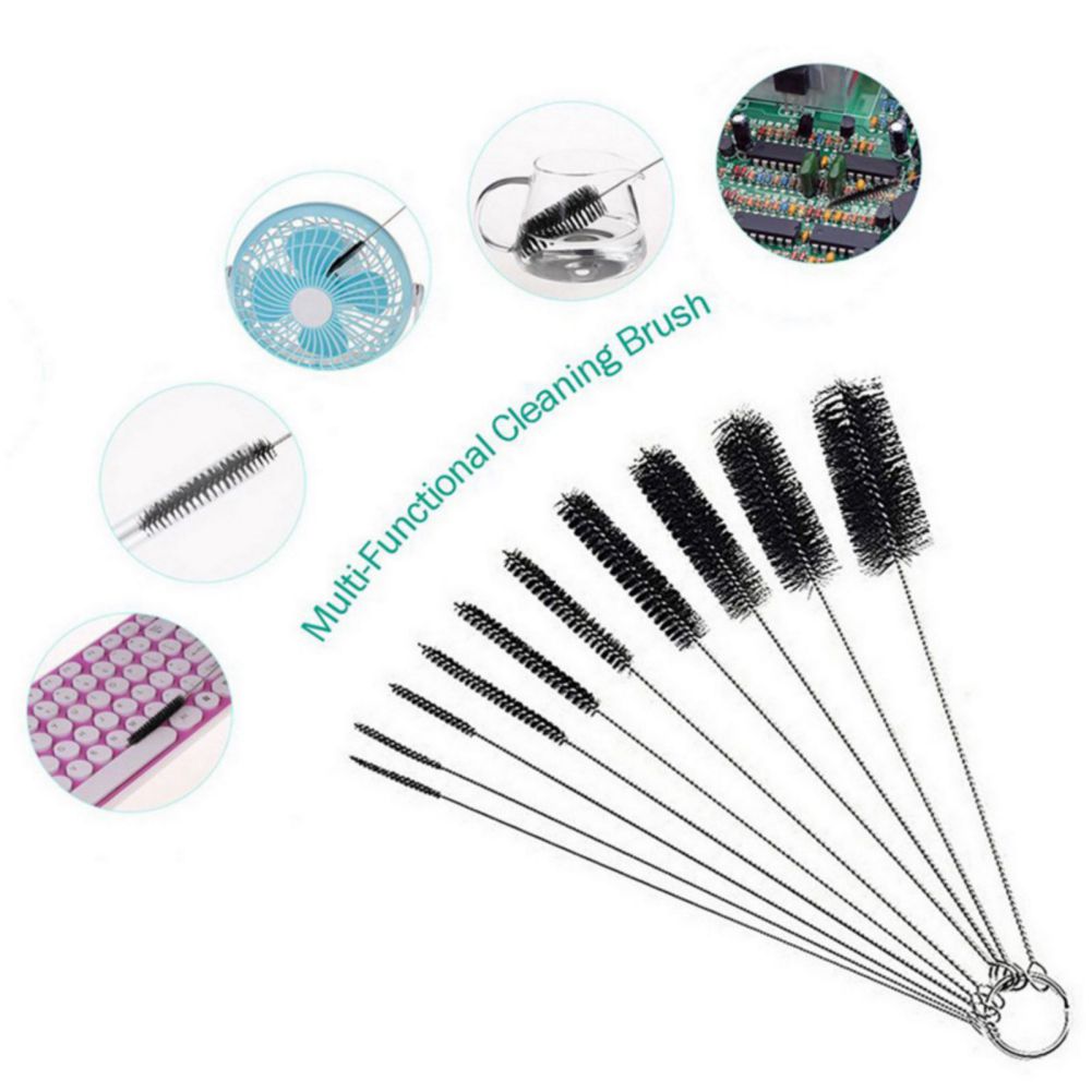 10pcs Kitchen Bottle & Straw Cleaning Brush Set – Nylon Bristles