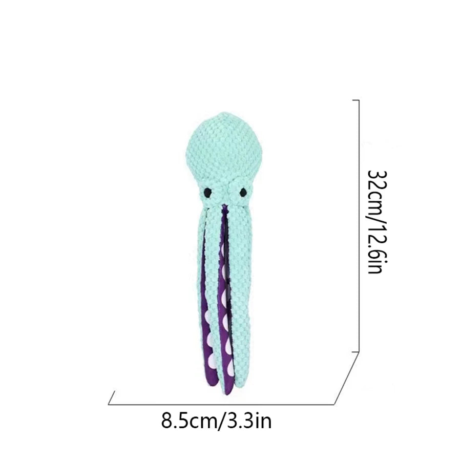 Plush Octopus Dog Toy – Interactive Squeaky & Tear-Resistant Chew Toy