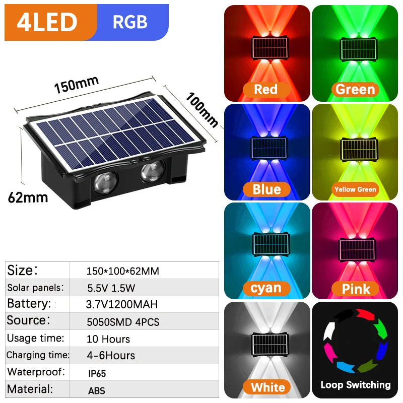 Solar LED Outdoor Wall Light – Waterproof Up & Down Lamp