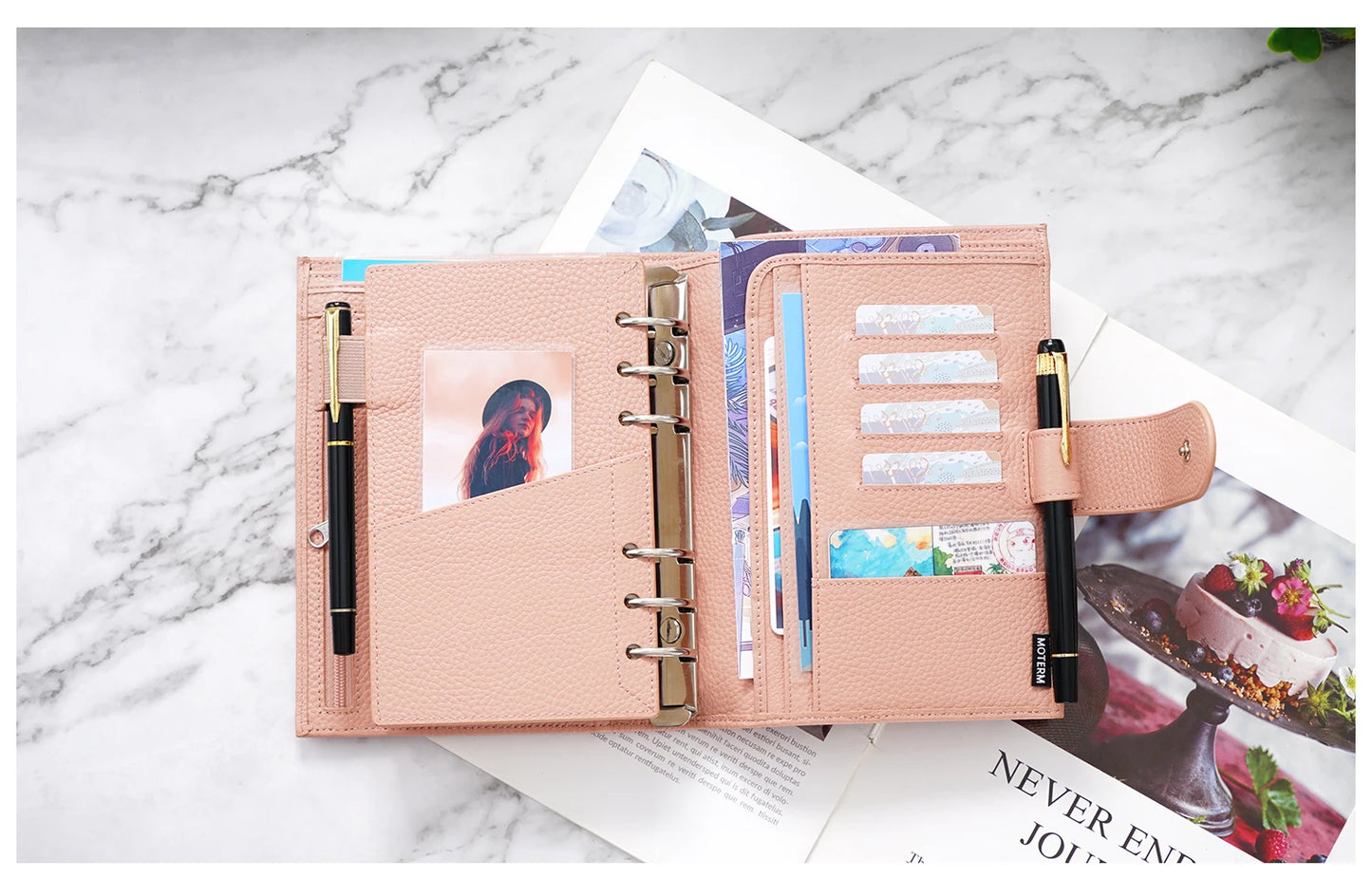 Personal Size Planner – 30mm Rings, Genuine Pebbled Grain Leather