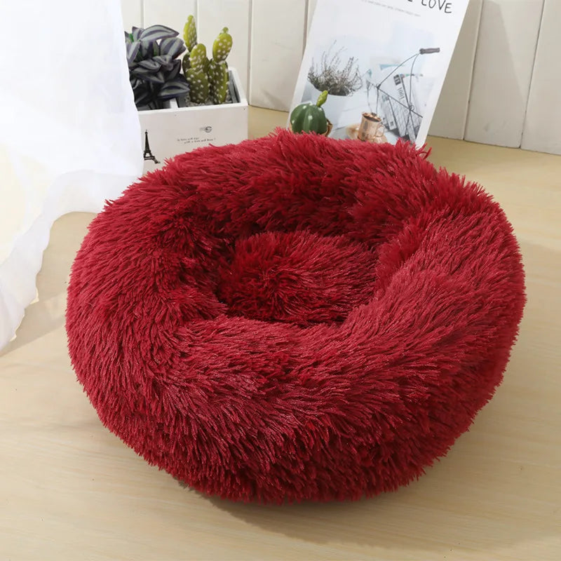 Round Plush Pet Bed – Soft Sleeping Cushion for Cats & Dogs