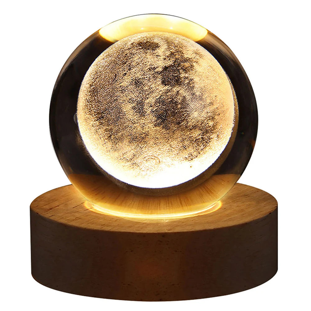 USB LED Galaxy Crystal Ball Lamp – 3D Moon Planet Night Light