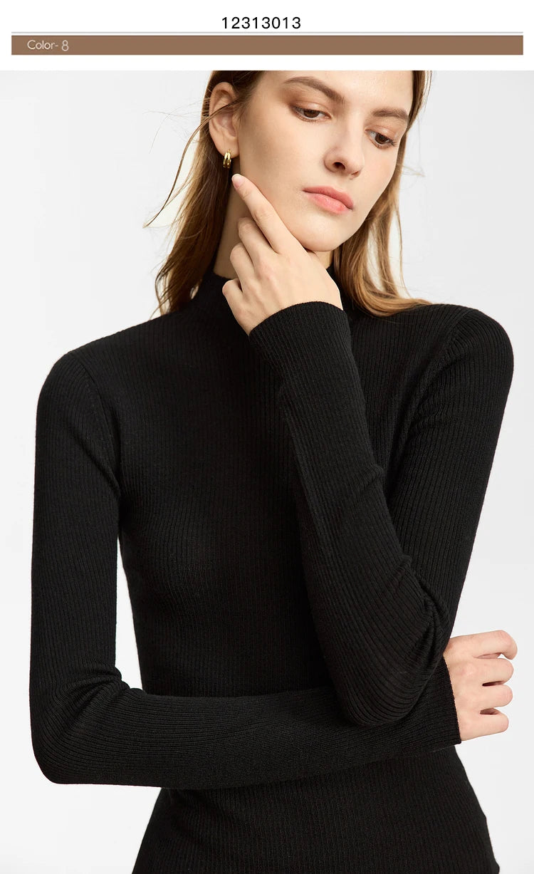 Women’s Slim Fit Turtleneck Sweater – Warm High Elastic Pullover
