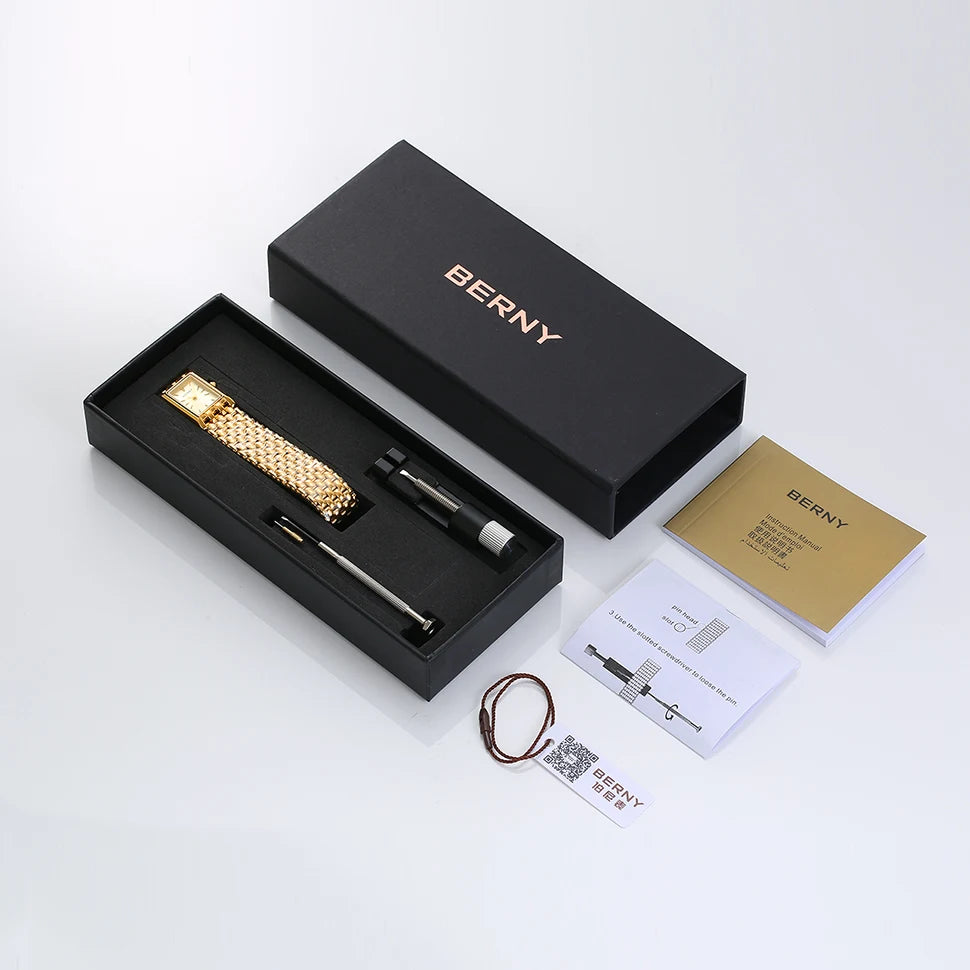 Gold Square Women’s Quartz Wristwatch | Luxury Fashion Watch
