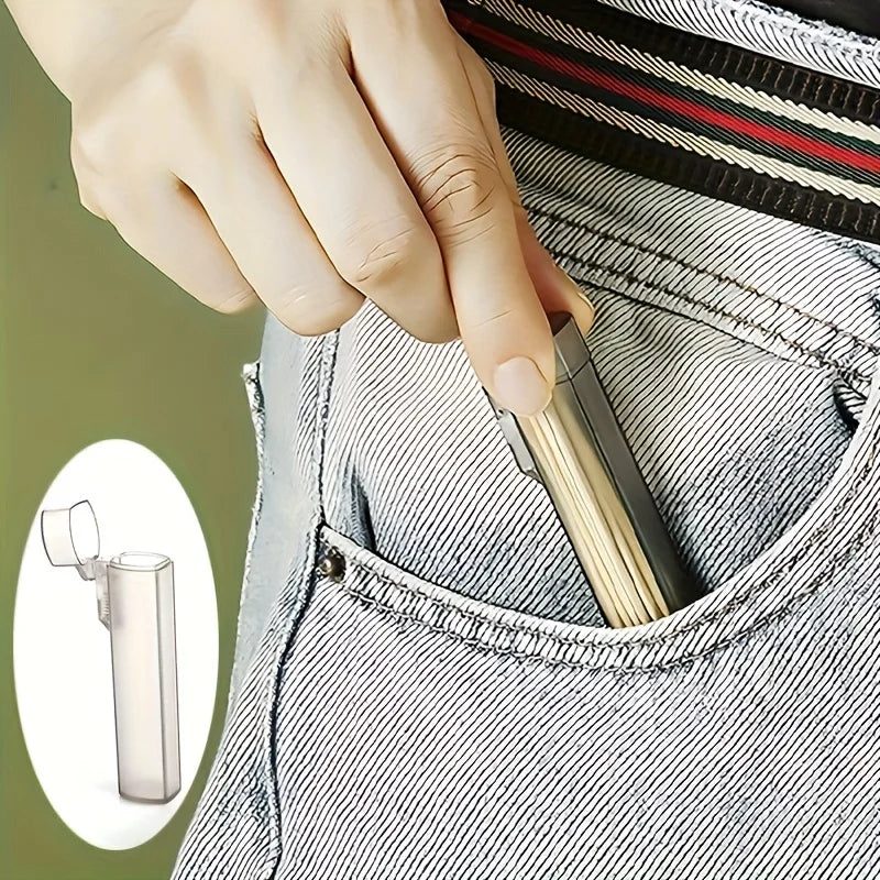 Portable Clear Toothpick Holder for Travel, Kitchen & Outdoor Use