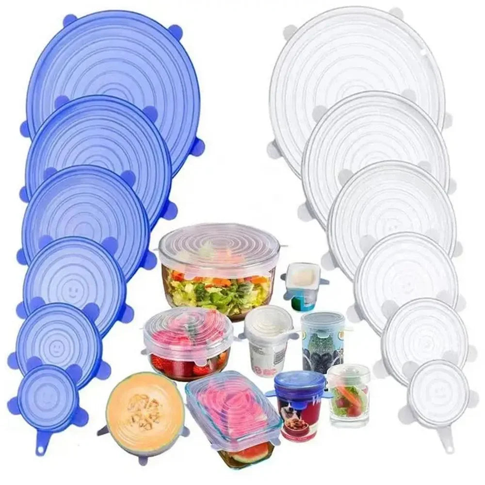 6pcs Silicone Food Covers – Reusable Airtight Stretch Lids Set
