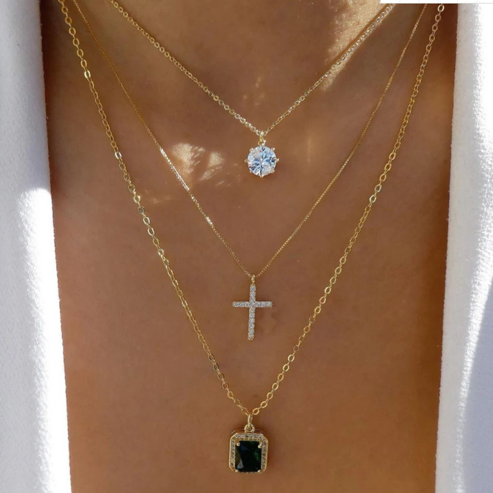 Layered Gold Tone Necklace Set – 5pcs Braided & Beaded Chains