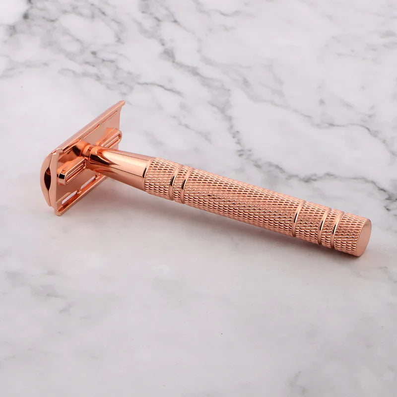 Men’s Manual Shaving Razor with Holder & 5 Double-Edge Blades