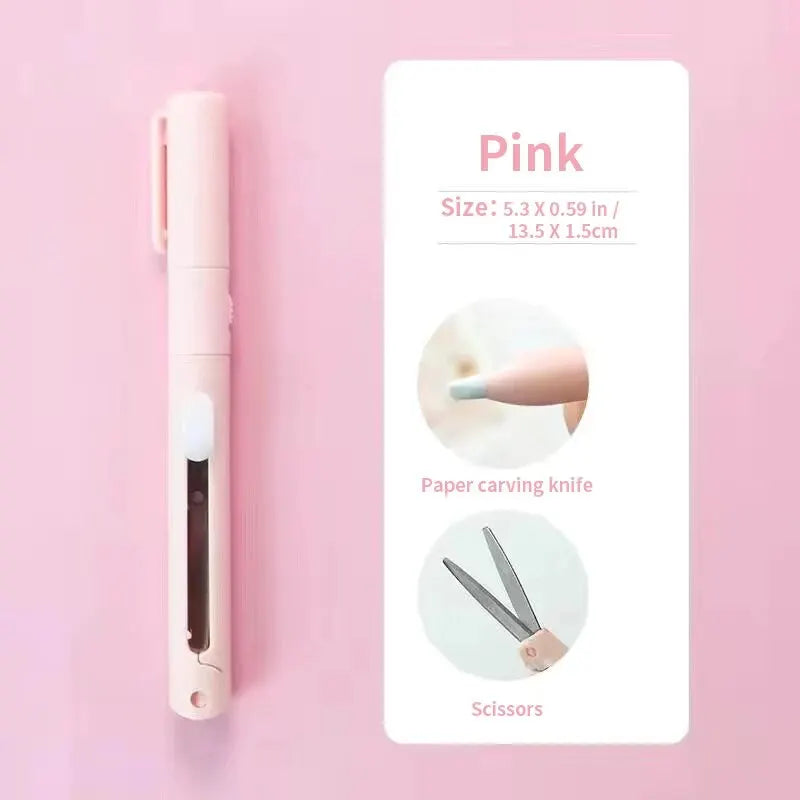 Mini 2-in-1 Portable Scissors & Paper Cutter Knife for Crafting