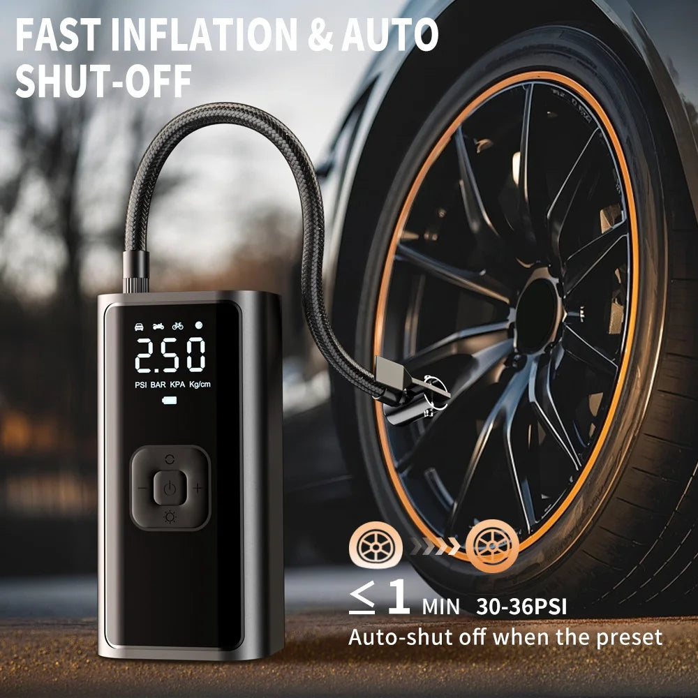 Wireless Electric Car Tire Inflator Pump with LED Light